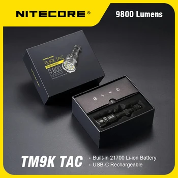Тактический фонарь NITECORE TM9K TAC Использует 9 светодиодов XP-L2 HD 9800 люмен, перезаряжаемый через USB Встроенный аккумулятор емкостью 5000 мАч 21700