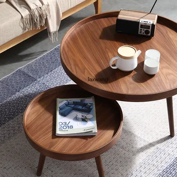 Журнальный столик в скандинавском стиле из массива дерева для домашней гостиной, японская мебель для маленькой квартиры, Круглый Чайный столик из вишневого дерева