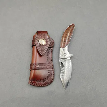 Япония Импортировала Карманный Нож Из Дамасской Стали VG10 С Ручкой Из Змеиного Дерева, Складной Нож С Ножнами, Подарок Для EDC-Инструмента Для Кемпинга На Открытом Воздухе