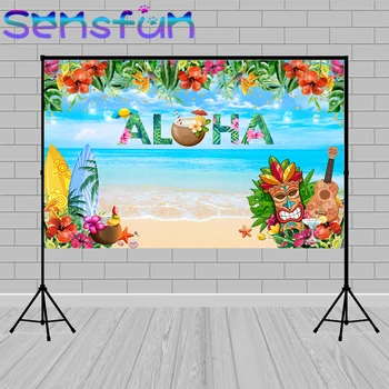 Детская фотостудия Летний Пляжный фон для вечеринки Алоха Луау Тропический Гавайский фон Бесшовный Виниловый фон