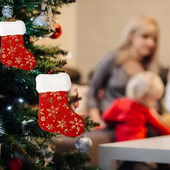 Рождественские чулки Красные Мягкие вязаные рождественские носки в виде снежинок для рождественских подарочных пакетов, подвесок, декора Рождественской елки