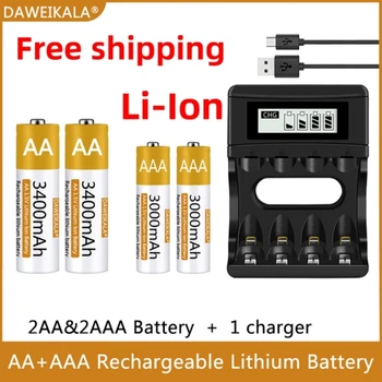 100% Оригинальная батарея AA/ AAA 1,5 В, полимерная литий-ионная аккумуляторная батарея 1,5 В, батарея AA/ AAA с USB-зарядным устройством, батарея AA
