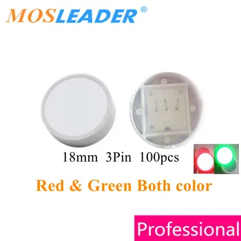 Mosleader 100шт 18 мм 3P Круглая плоская трубка с дисплеем белого, красного и зеленого цветов, двухцветный круговой дисплей 18x18 Светодиодный индикатор