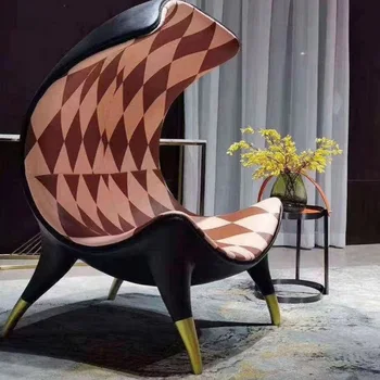 Скандинавский дизайнерский стеклопластик элегантной формы с изогнутой спинкой творческая личность новый повседневный стул с высокой спинкой