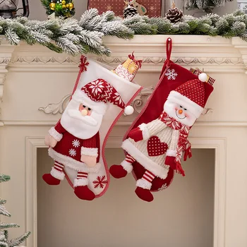 Рождественские Чулки, носки, подарки, сумка для конфет, Рождественская елка с изображением лося, Карманный подвесной орнамент с изображением оленя, Новогодние Рождественские украшения