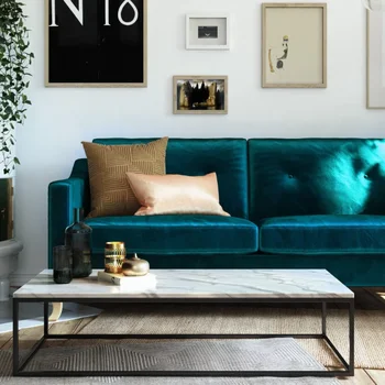 Диван Tess с мягкими накладными подушками, мебель для гостиной небольшого пространства, Зеленый бархатный декор для гостиной на диване
