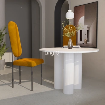 Итальянский обеденный стол из массива дерева Круглый Для небольших квартир Европейские простые журнальные столики для гостиной Необычная мебель Mesas De Jantar