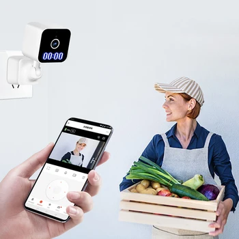 Подключаемая Wi-Fi Камера Безопасности с 2-Полосным Звуком Смарт-Камера Безопасности 1080P HD ИК Ночного Видения с Цифровыми Часами TuyaSmart APP Control