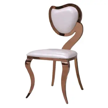 Легкий стул в роскошном стиле, кожаный обеденный стул в ресторане отеля, бытовой стул из нержавеющей стали с неправильной спинкой