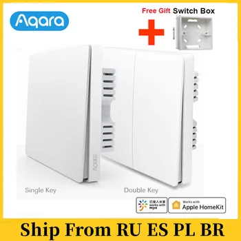 Оригинальный Настенный Выключатель Aqara Smart Light Smart Wireless Switch ZigBee No Без Нейтральных Переключателей Дистанционного Управления от Mi Home Homekit