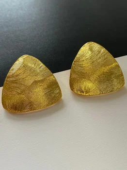 Французские серьги с толстым покрытием из настоящего золота 24 карат, 925 серебряных игл треугольной формы, винтажные дизайнерские серьги-гвоздики