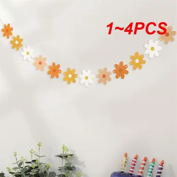 1-4 шт. Маленькие белые маргаритки для вечеринки по случаю Дня рождения, тянущие цветы, флаг Хризантемы, Баннерные украшения, украшающие сцену, принадлежности для овсянок