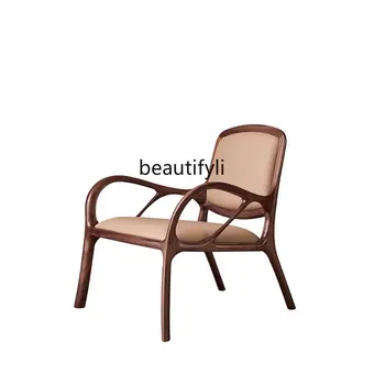 Кожаный Одноместный диван-кресло Из Массива Дерева, Китайское Балконное Кресло