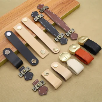 Кожаные ручки из цинкового сплава для мебели Различных цветов и стилей Ручка для чемодана Ручки для шкафов