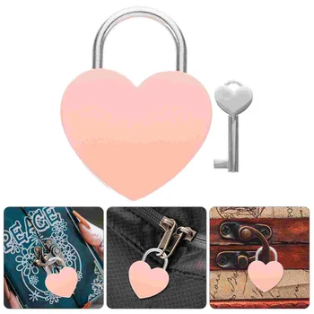 Мини-замок в форме сердца с ключом в винтажном стиле для ювелирных изделий и хранения (черный, 5,8Х4,44см)