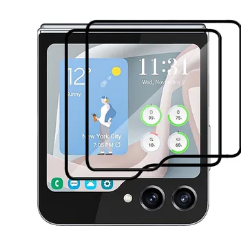 2ШТ Протектор Экрана из Закаленного Стекла Чехол для Телефона Samsung Galaxy Z Flip 5 ZFlip Flip5 5g Внешний Экран Задняя Крышка Аксессуары