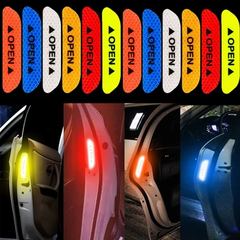 Светоотражающие наклейки на двери автомобиля, наклейки для безопасности автомобиля, светоотражающие ленты на кузове автомобиля, автомобильные запчасти, интерьер и экстерьер 4шт