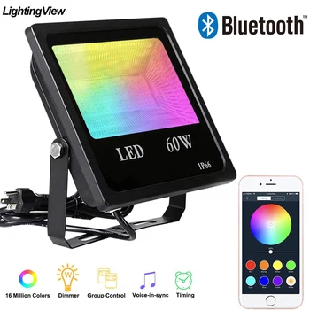 60 Вт Bluetooth 4.0 RGB Прожектор Прожектор для ландшафтного сада Smart App Group Control Наружный умный сценический светильник