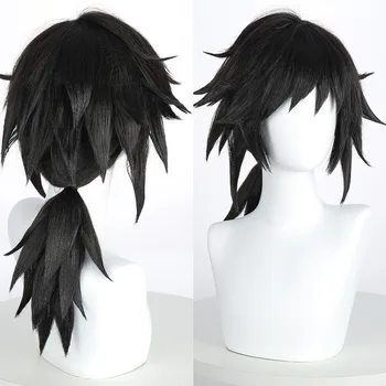 Giyuu Tomioka парик аниме Косплей костюм Черный косплей парик для мужчин Черные волосы на Хэллоуин