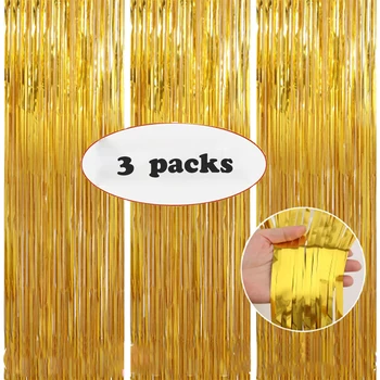 3 упаковки украшения для дверных занавесок с бахромой из золотой фольги с металлическим покрытием