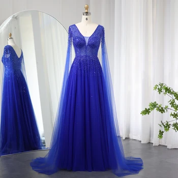 Шарон Саид Роскошное Дубайское Королевское Синее Вечернее Платье для Женщины 2023 Плюс Размер Свадьба День Рождения Вечернее Платье для Выпускного Вечера SS012