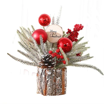 Мини-рождественская елка, рождественский шар Сосновая игла, Декоративная елка из кедрового ореха Ручной работы, Настольное украшение стола
