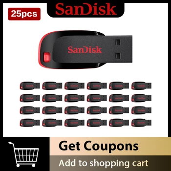 SanDisk 25ШТ CZ50 USB 2.0 флеш-накопитель 64 ГБ 32 ГБ Карта памяти флэш-накопитель 16 ГБ мини-флешка для компьютера 100% Оригинал