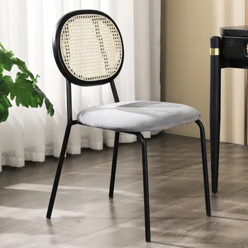 Обеденный стул из ротанга Home Nordic Из массива дерева, Европейский Дизайнерский обеденный стол, стул со спинкой, Ретро стул для учебы, ротанговый стул