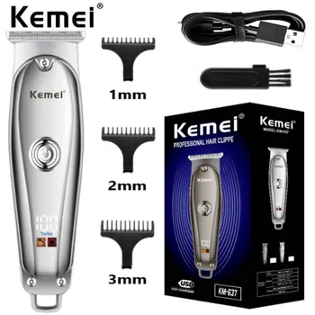 Kemei USB Электрический триммер для волос для мужчин, аккумуляторные машинки для стрижки волос небольшого размера, профессиональная машинка для стрижки бороды, перезаряжаемая парикмахером