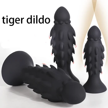 Новый огромный вибрационный фаллоимитатор Tiger с мягкими шипами, силиконовый пенис-монстр для взрослых, Анальная вагина, секс-игрушка, Женский мастурбатор G-Spot