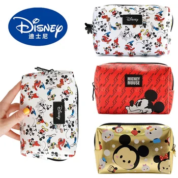 Косметичка для девочек с Микки Маусом Disney, милая женская сумка, гигиеническая салфетка, косметический ключ, наушники, сумка для хранения медикаментов, подарок