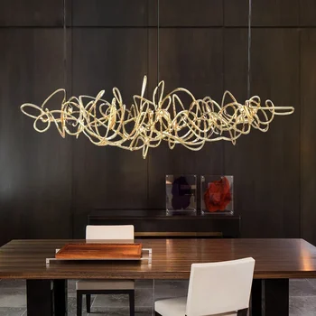 Постмодернистский свет, роскошная светодиодная люстра для ресторана, настольные лампы в скандинавском стиле, простая люстра из дерева в стиле арт-бар