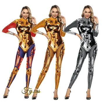 Комбинезоны супергероев, женские сексуальные костюмы для косплея, костюмы для Хэллоуина, комбинезоны для девочек с цифровым принтом, маскировочный костюм для взрослой женщины