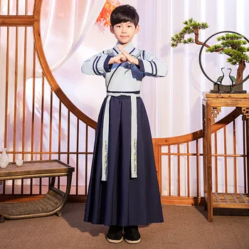 Мальчики Светло-Голубая Вышивка Hanfu Детская Древняя Одежда В Китайском Стиле Весенние Костюмы Для Косплея