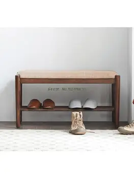 Оригинальный табурет для обуви из цельного дерева, скамейка из скандинавского дуба, черного ореха, современная простая стойка для обуви b3134
