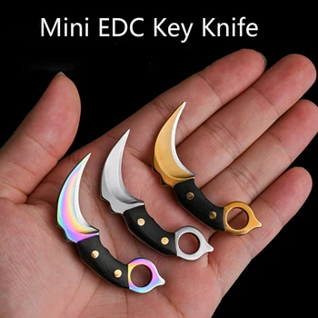Мини-нож-коготь, Брелок, Вешалка, Нож для выживания фруктов, Карманные Уличные инструменты EDC, Походный Портативный нож для самообороны с фиксированным лезвием