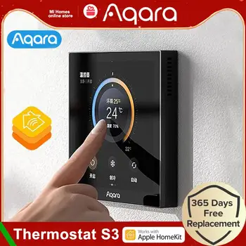 Умный термостат Aqara S3 с сенсорным экраном 3,95 дюйма, Поддержка голосового управления, определение температуры и влажности для умного дома Homekit