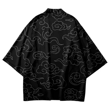 Черный Традиционный Японский Принт Кимоно Харадзюку Юката Японский Кардиган Хаори Ретро Мода Женщины Мужчины Косплей Азиатская Одежда
