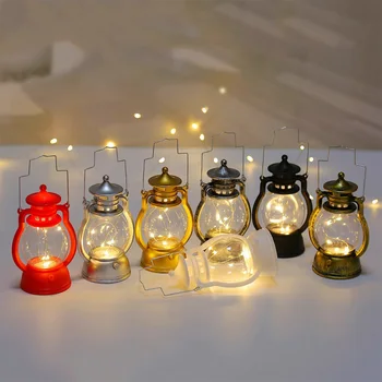 Рождественская Ретро-маленькая Масляная лампа, Электронная свеча, Фонарь Пони, Креативные украшения, Подарки, Ветряные Фонарики