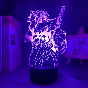 Аниме Светодиодный Светильник Kimetsu No Yaiba Kokushibo для Украшения Спальни Ночник Подарок Манга 3d Лампа Demon Slayer Room Decor