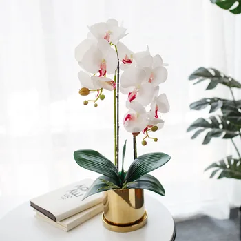 Имитация орхидеи фаленопсис Бонсай Искусственная композиция из орхидей Океании с вазой Искусственные цветы в горшках Домашний декор