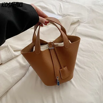 Японские Y2k Эстетичные однотонные милые женские сумки 2024, модная простая модная сумка через плечо, Офисные женские Элегантные сумки с верхней ручкой