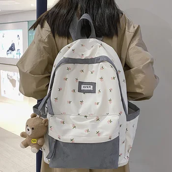 Девушка Нейлон Каваи Фланель Цветочные школьные сумки Студенческий рюкзак для ноутбука Женский Дорожный рюкзак для Mori Girl