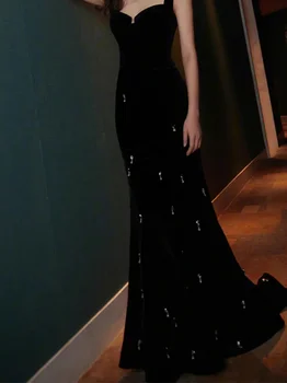 Сексуальное Длинное выпускное платье, Темпераментное вечернее платье без рукавов с тонкой талией, Элегантное Вечернее платье с глубоким квадратным воротником из циркона