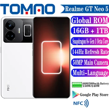 Новый Realme GT Neo 5 GT Neo5 5G Сотовый телефон Snapdragon 8 + Gen 1 Восьмиядерный 6,74 