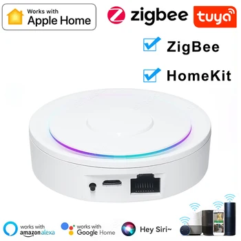 Пульт дистанционного управления Tuya Smart ZigBee и Homekit Hub Gateway Wire Smart Home Bridge работает с Alexa Google Home