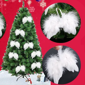 de plumes vintage blanches, bel ange chic, ornement de confrontation d'arbre de Noël, fête à la maison, ornements de mariage,