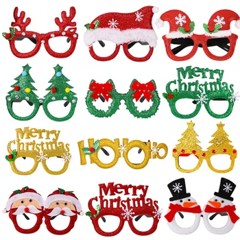 Рождественские очки Пластиковые декоративные очки Kid Xmax Party Аксессуар для костюма Реквизит для фотосессии Рождественское украшение 2023 Navidad Подарок