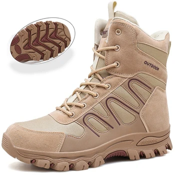 Новые мужские походные ботинки, зимние военные ботинки, обувь для рыбалки, водонепроницаемая рабочая защитная обувь для кемпинга, пустыни, мужские тактические ботинки