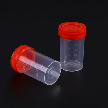20шт Практичный пластиковый стаканчик для образцов, контейнер для мочи 60 мл EO без лабораторного медицинского применения (случайный цвет)
